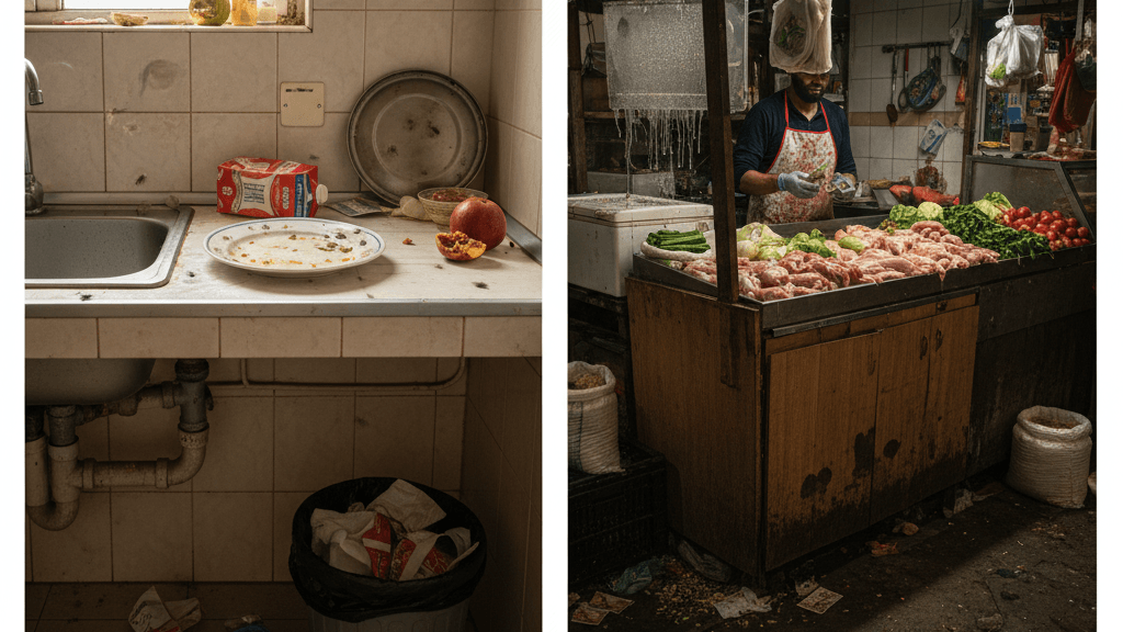 Cucarachas y moscas contaminando alimentos en cocinas murcianas