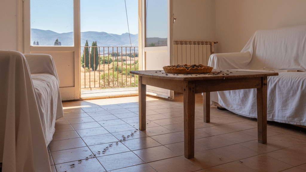 Hormigas que aparecen en casas vacías de Murcia durante el verano por calor y búsqueda de alimentos