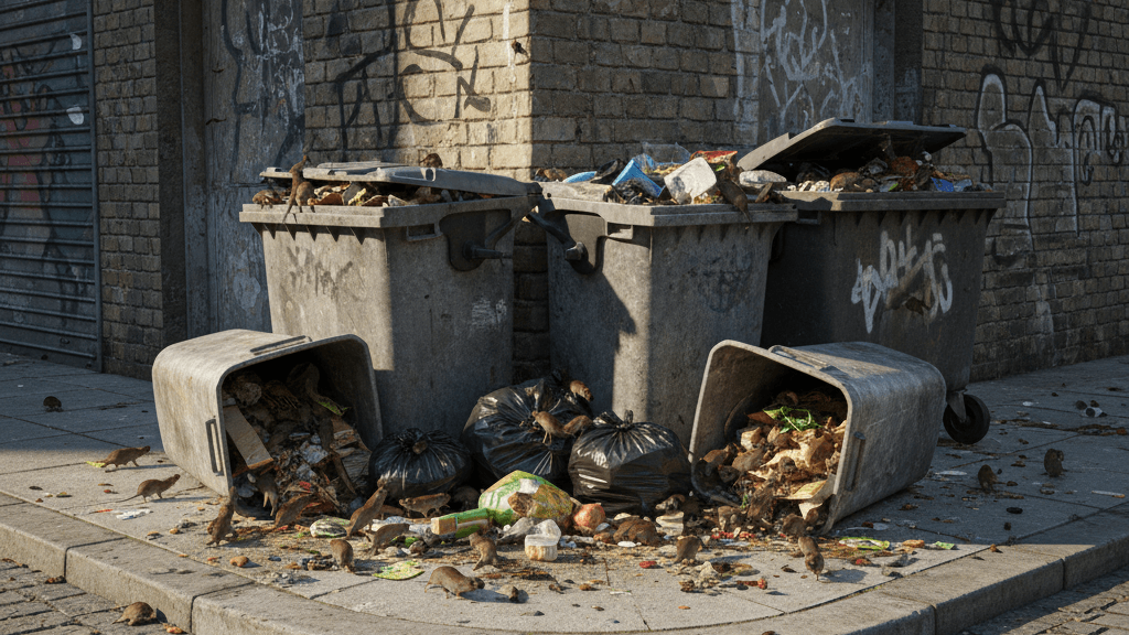 Cubos de basura con tapa hermética en restaurantes, clave para control de plagas
